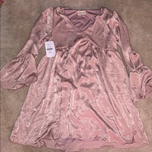 muted pink satin silk flowy dress (never worn)